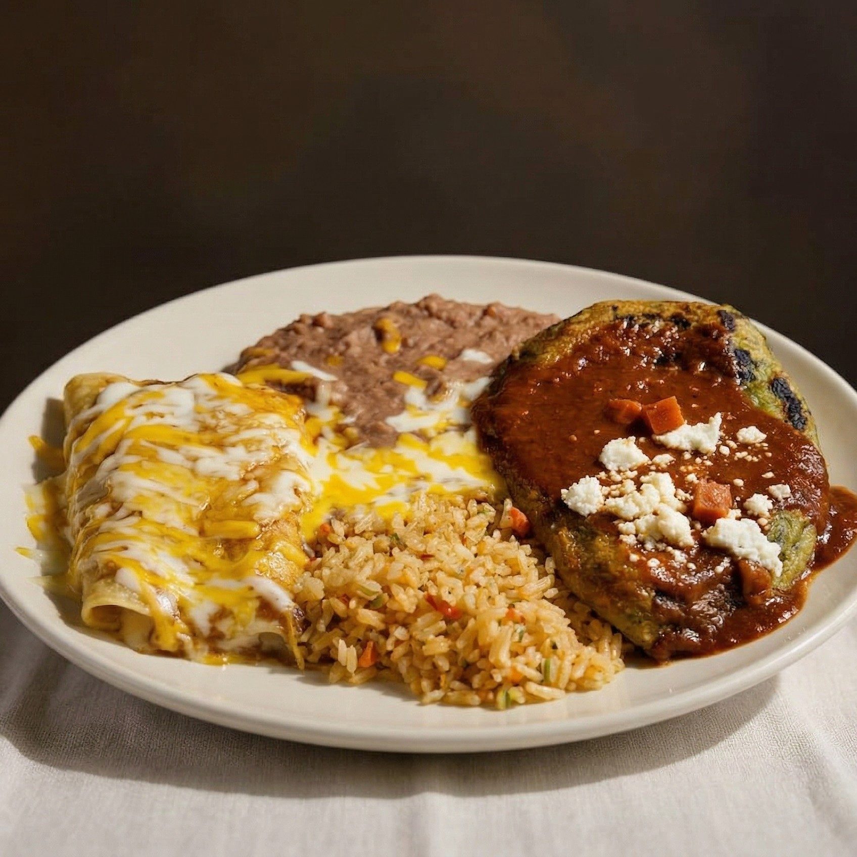 13. One Enchilada, One Chile Relleno.