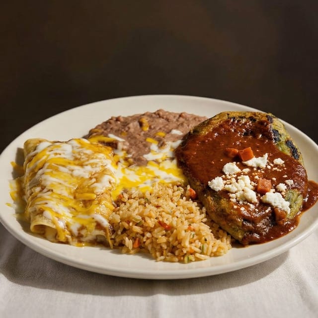 13. One Enchilada, One Chile Relleno.