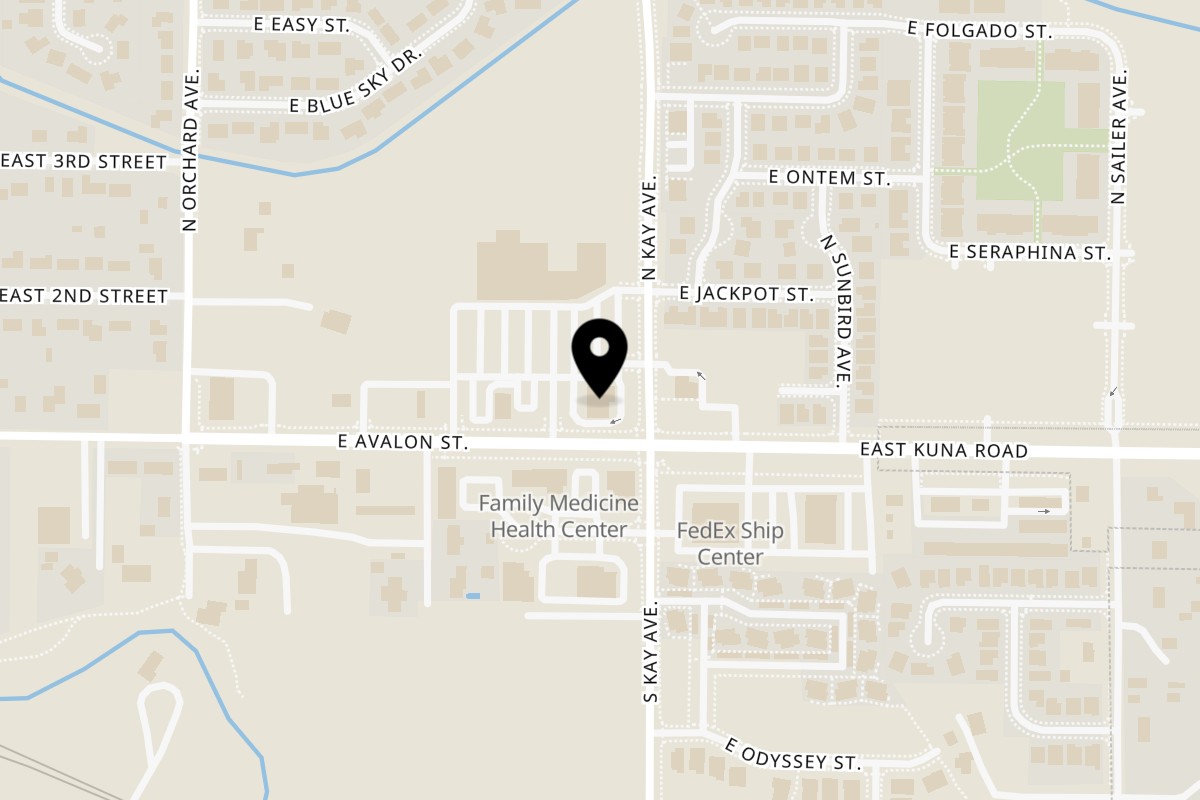 Map showing the location of Fiesta Guadalajara Kuna on 780 E Avalon Street in Kuna